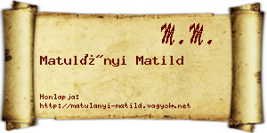Matulányi Matild névjegykártya